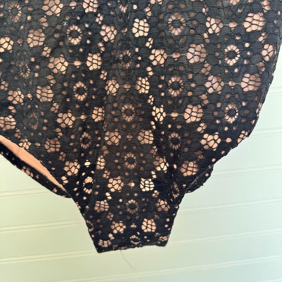 Swimsuits for All Size 18 Black & Beige Lace Illusion One Piece Swimsuit - Picture 4 of 11